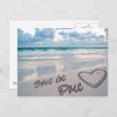 Save the Date Sand Herzschrift Ankündigungspostkarte (Vorne/Hinten)