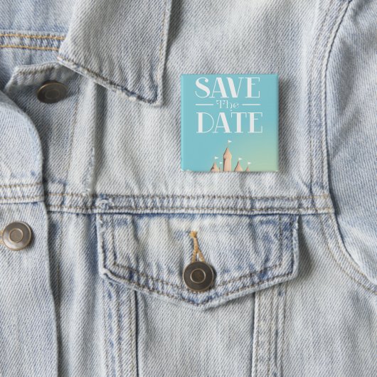 Save the Date Sandcastle Button (Beispiel)