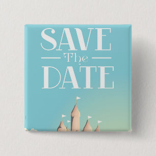 Save the Date Sandcastle Button