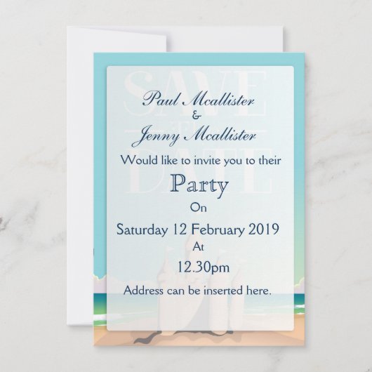 Save the Date Sandcastle Einladung (Vorderseite)