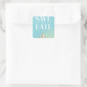 Save the Date Sandcastle Quadratischer Aufkleber (Tasche)