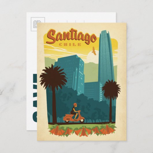 Save The Date | Santiago, Chile Ankündigungspostkarte (Vorne/Hinten)