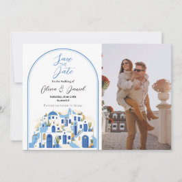 Save the Date Santorini Foto Griechenland Blue Whi
