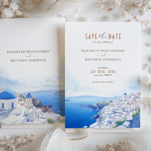 Save the Date Santorini Griechenland Zielort Einladung