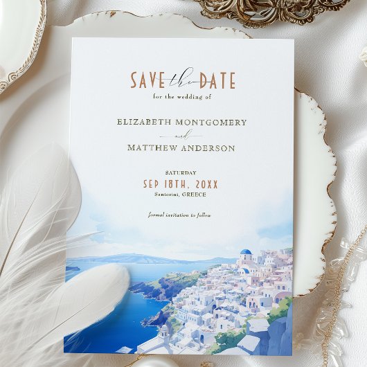 Save the Date Santorini Griechenland Zielort Einladung