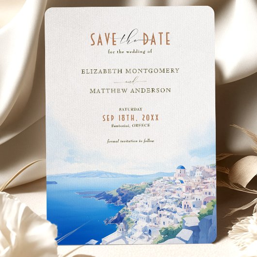 Save the Date Santorini Griechenland Zielort Einladung