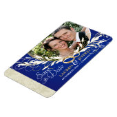 Save the Date - Sapphire Blue & Sage Foto Magnete (Linke Seite)