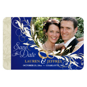 Save the Date - Sapphire Blue & Sage Foto Magnete