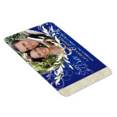 Save the Date - Sapphire Blue & Sage Foto Magnete (Rechte Seite)
