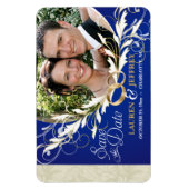 Save the Date - Sapphire Blue & Sage Foto Magnete (Vertikal)