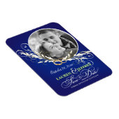 Save the Date Sapphire Blue Wedding Foto Magnete (Rechte Seite)