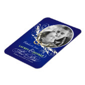 Save the Date Sapphire Blue Wedding Foto Magnete (Linke Seite)