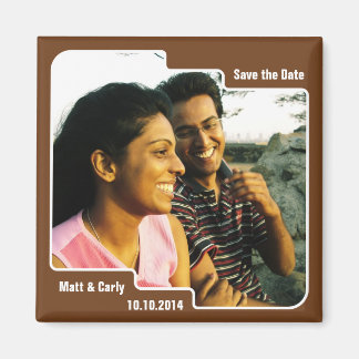 Save the Date Scallop Brown Magnet