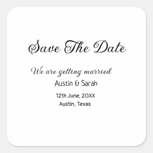 Save the Date scannen QR Hochzeitswebsite Moderner Quadratischer Aufkleber (Vorderseite)