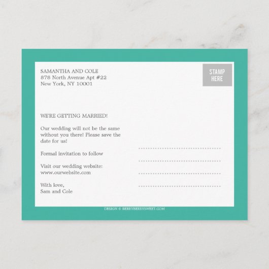 Save the Date scheckte Karte säubern (Rückseite)