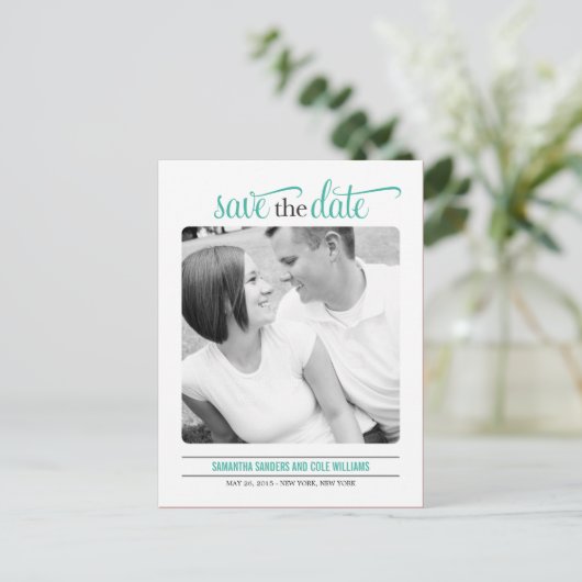 Save the Date scheckte Karte säubern (Stehend Vorderseite)