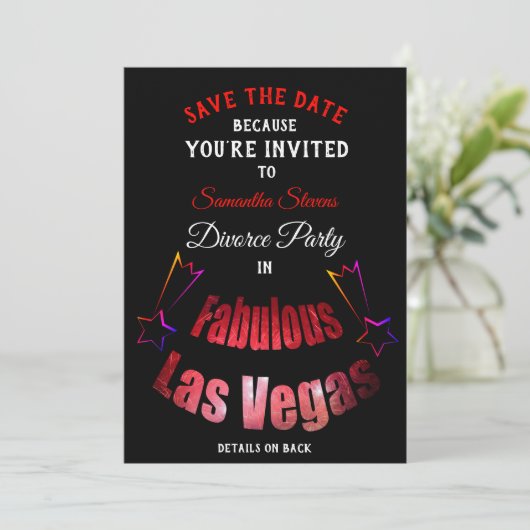 Save the Date Scheidung Party Einladung Las Vegas  (Stehend Vorderseite)
