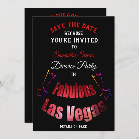 Save the Date Scheidung Party Einladung Las Vegas  (Vorne/Hinten)