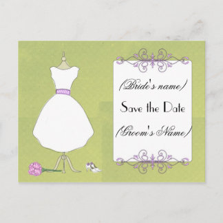 Save the Date-schicke Bridal Dress Postkarte