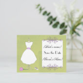 Save the Date-schicke Bridal Dress Postkarte (Stehend Vorderseite)