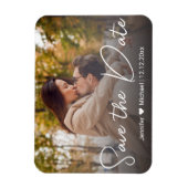 Save the Date schicke, weiße Handschrift Foto Magnet (Vertikal)