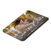 Save the Date schicke, weiße Handschrift Foto Magnet (Linke Seite)