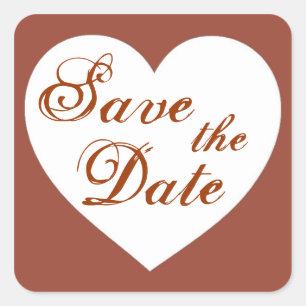 Save the Date schlicht-weißes Herzklebstoff Quadratischer Aufkleber