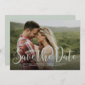 Save the Date schlichte, hellgrüne Fotokarte (Vorne/Hinten)