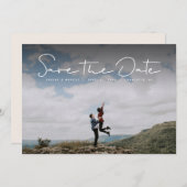 Save the Date schlichte, weiße, handbetätigte Foto (Vorne/Hinten)