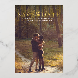 Save the Date schlichtes, elegantes vertikales Fot Folieneinladung
