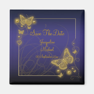 "Save the Date" Schmetterling des blauen Schwarzen Magnet