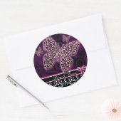Save the Date Schmetterlinge Wirbel Pink Black & W Runder Aufkleber (Umschlag)