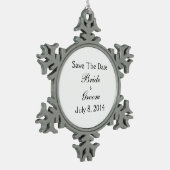Save The Date Schneeflocken Zinn-Ornament (Links)