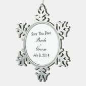 Save The Date Schneeflocken Zinn-Ornament (Rechts)