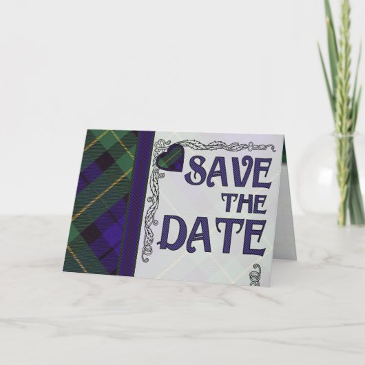 Save the Date - Schottischer Tartan - Barclay Blan Ankündigung (Vorderseite)