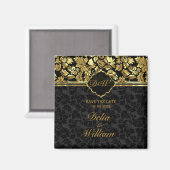 Save the Date - Schwarz-Gold-Damaskus Magnet (Vorderseite/Rückseite)