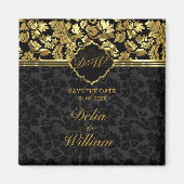 Save the Date - Schwarz-Gold-Damaskus Magnet (Vorne)