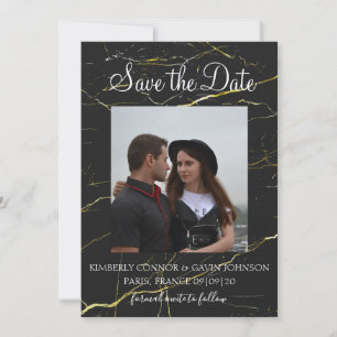 Save The Date  Schwarz-Gold-Marmor