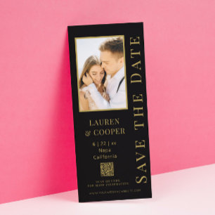Save The Date Schwarz Gold QR Code Moderne Hochzei
