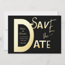 Save the Date Schwarz-Gold-Schablone-Karte
