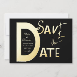 Save The Date schwarz-goldene Vorlagenkarte