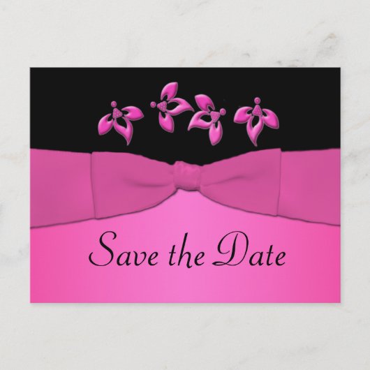 Save the Date schwarz-rosa Postkarte (Vorderseite)
