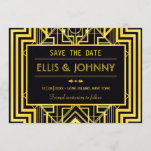 Save the Date Schwarz und Gold Geometrie