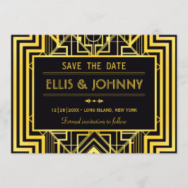 Save the Date Schwarz und Gold Geometrie