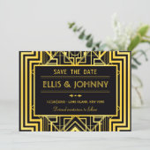 Save the Date Schwarz und Gold Geometrie (Stehend Vorderseite)