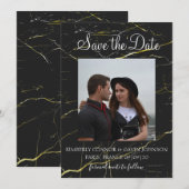 Save The Date | Schwarz und Gold Marmor (Vorne/Hinten)