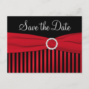 Save the Date schwarz und rot Streifen Postkarte