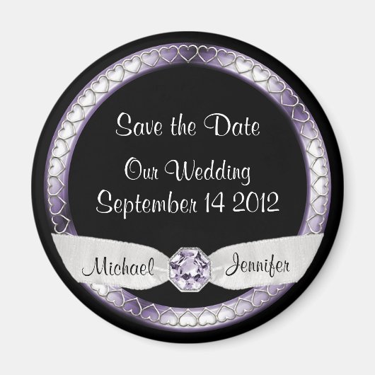 Save the Date Schwarz und Silver Magnet (Vorne)