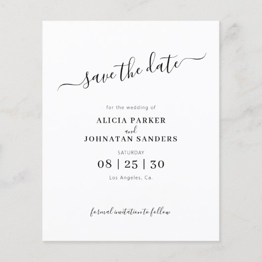 Save the Date schwarz und weiß Flyer (Vorne)