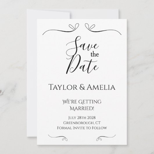 Save the Date Schwarz/Weiß (Vorderseite)